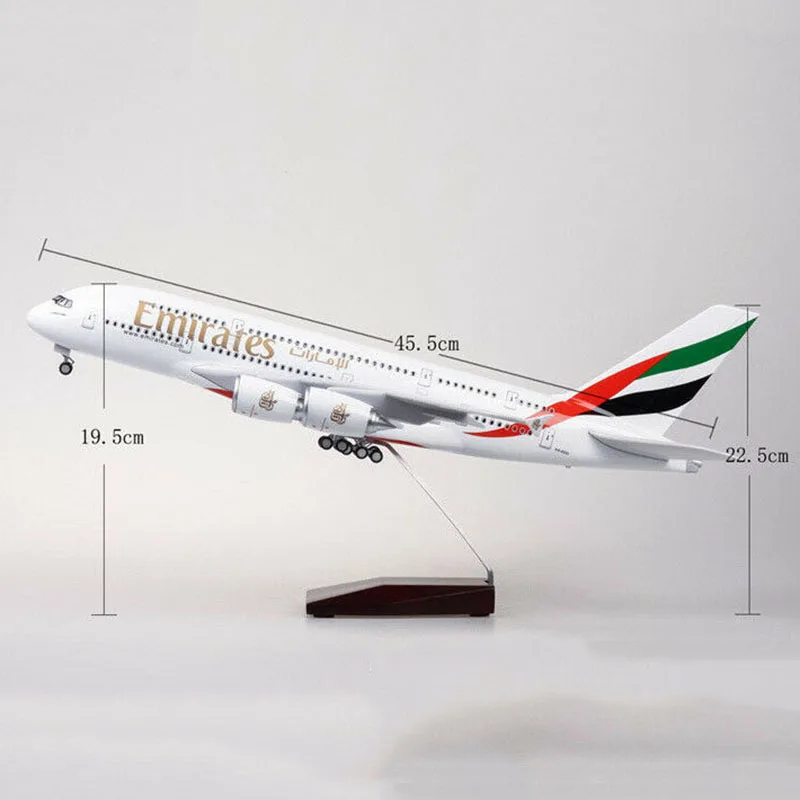 1/160 Emirates A380 Airplane Model LED Light Simulation Passenger