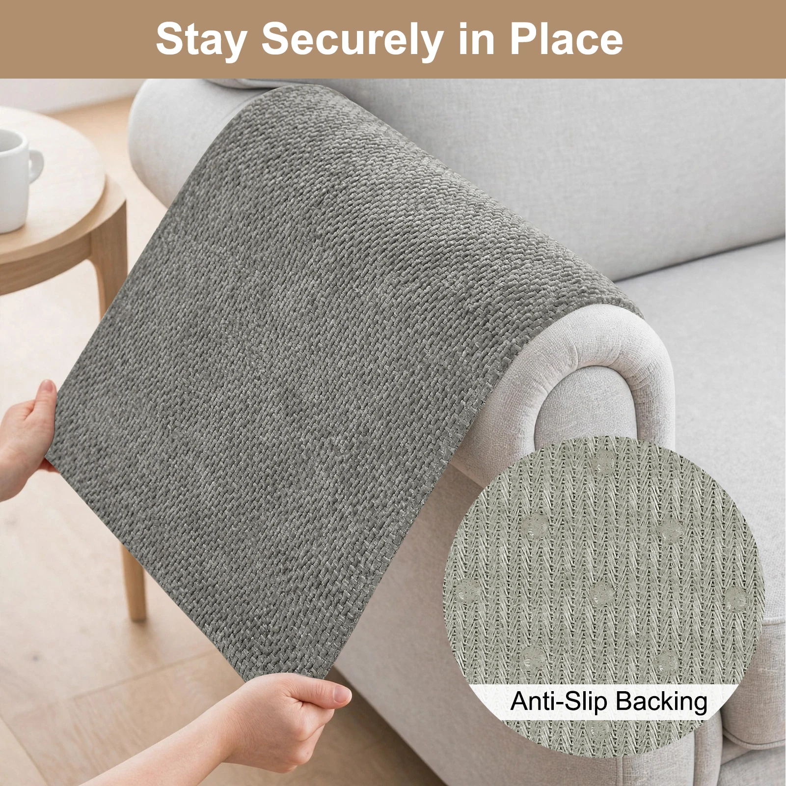 Premium Non-Slip Washable Sofa Armrest Covers - Set of 2 for Loveseats & Recliners