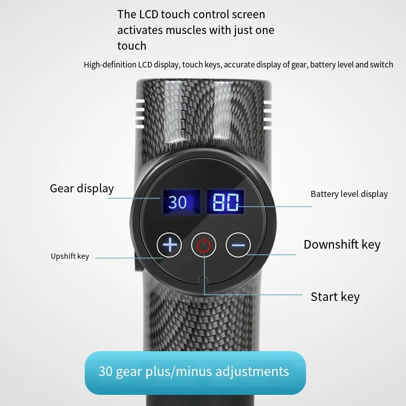 Electric Fascia Massage Gun Deep Tissue Body Muscle Relax Pain Relief Noise Reduction LCD Display for Neck Back Leg Fitness