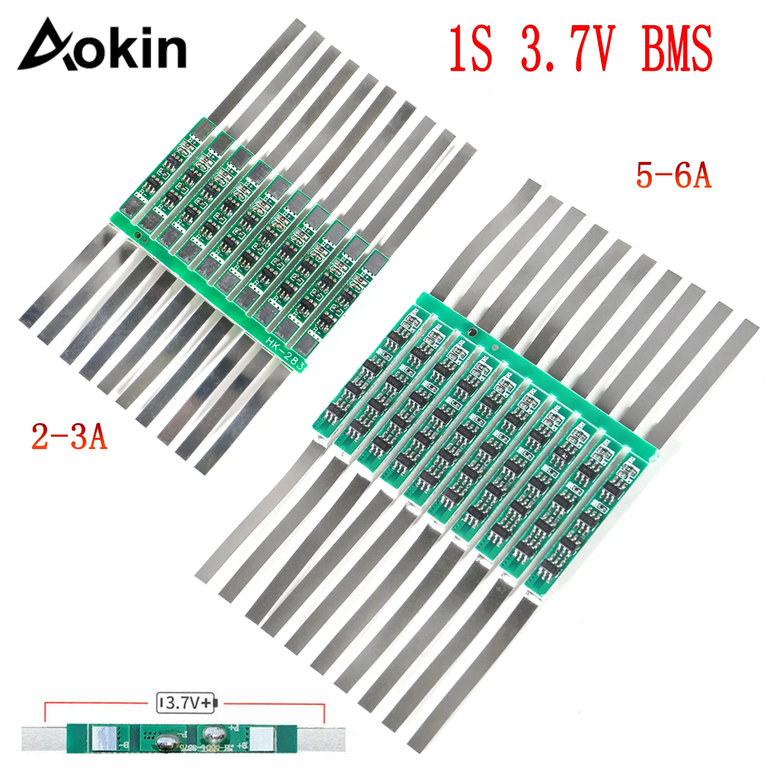 10Pcs Li-Ion Battery Protection Board BMS 1S 3A/5-6A PCB Protection Board Suitable for 3.7V 18650 Lithium Battery