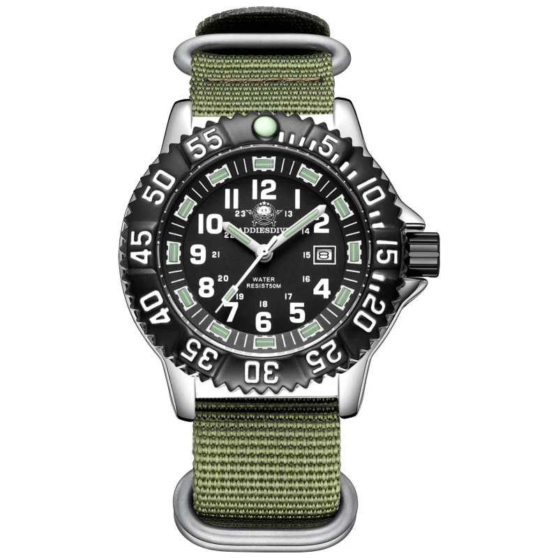 ADDIESDIVE Men's Waterproof Luminous Nylon Sports Watch