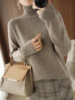 Fashion Basic Autumn Winter  Merino Wool Sweater Mock Neck Cashmere Pullover  Solid Color Soft Long Sleeve Clothing Tops - Image 3