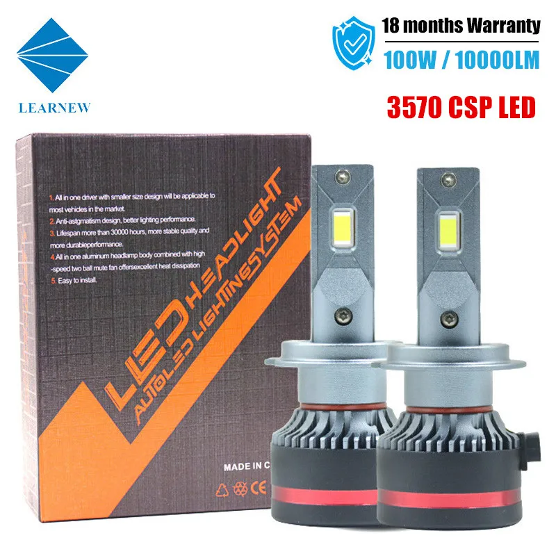 

LEARNEW H7 LED Headlight H11 LED H4 Car Headlamps 6500K 100W 10000LM 9005/HB3 9006/HB4 LED 12V Auto Fog Light Bulbs