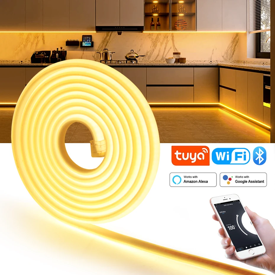 

Tuya Wifi COB LED Strip Light AC 220V Super Bright Led Tape 288LEDs/m Waterproof Flexible Ribbon For Outdoor Garden Lighting