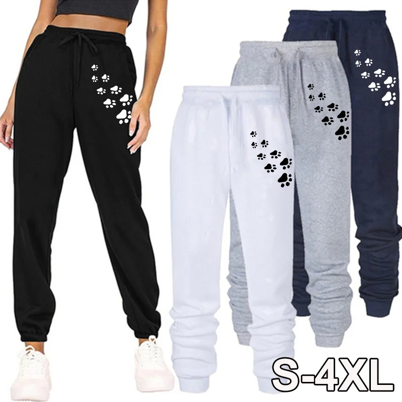 Women Cat Paw Printed Sweatpants High Quality Long Pants Jogger Trousers Outdoor Casual Fitness Jogging Pants