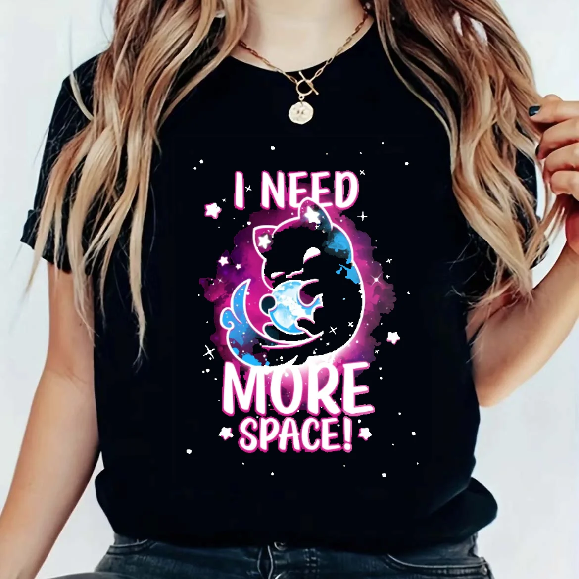 

Милая и модная одежда для женщин, Повседневная футболка с коротким рукавом и круглым вырезом, милая уличная модная футболка с забавным рисунком кота.