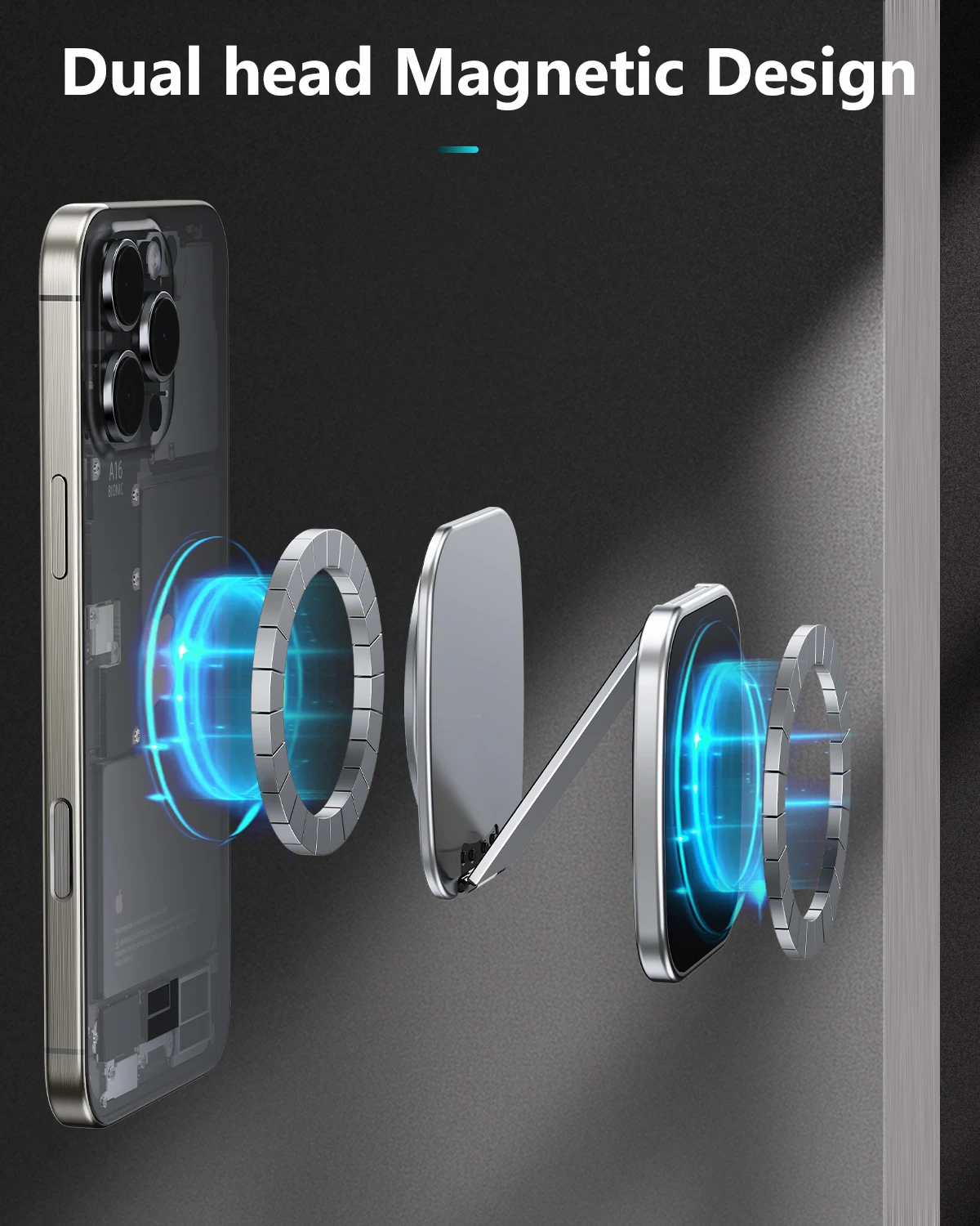 Eary Magnetic Phone Holder Mount For Wall Desktop Stable Metal Magnet Base With Flexible Foldable Compatible With All SmartPhone