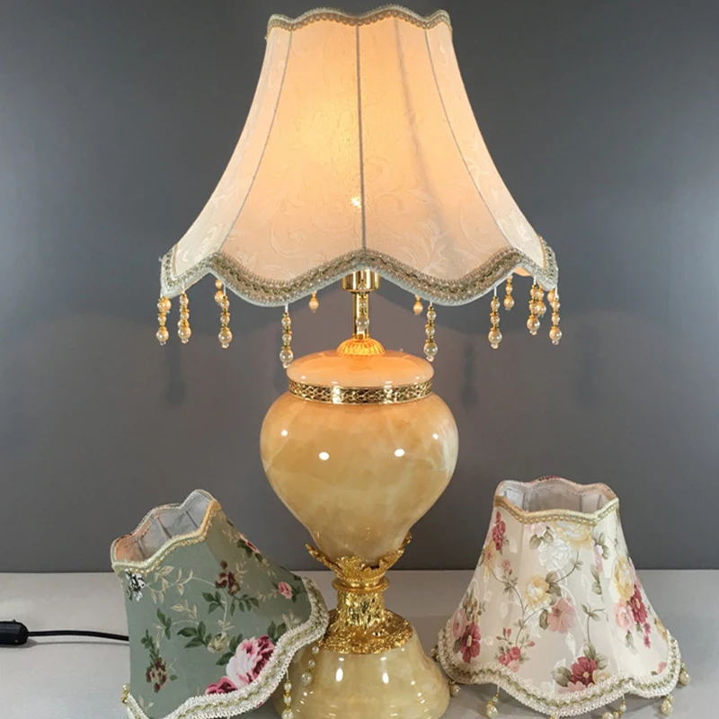 European Style Table Lamp Shade Fabric Fringe Beads Lace Wall Lampcover lamp shade