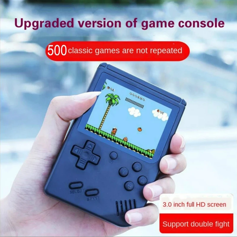 Nový 500 v 1 přenosné retro hra konzole kapesní hra hráče hoch 8 štípnutí gameboy 3.0 palec LCD obrazovka podpora 2 hráče AV výroba