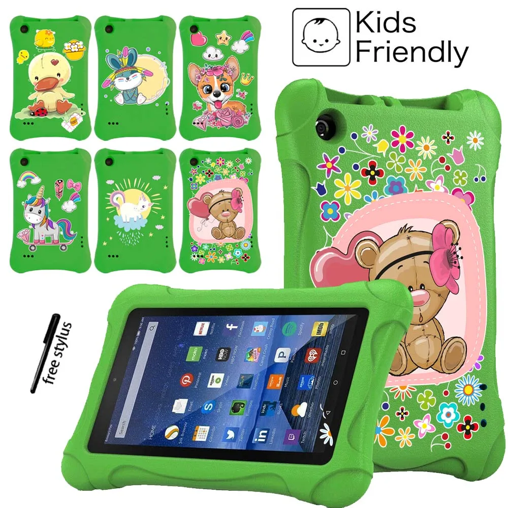 

Tablet Kids Case for Fire 5th 2015/Fire 7th 2017/Fire 9th 2019 Children Thick EVA Cute Cartoon Pattern Series+Free Stylus