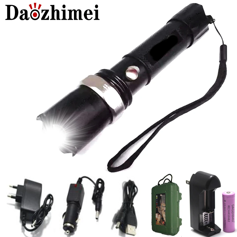 Led Flashlight Q5 Lght 2000lm Xml Zoomable Rechargeable Torch
