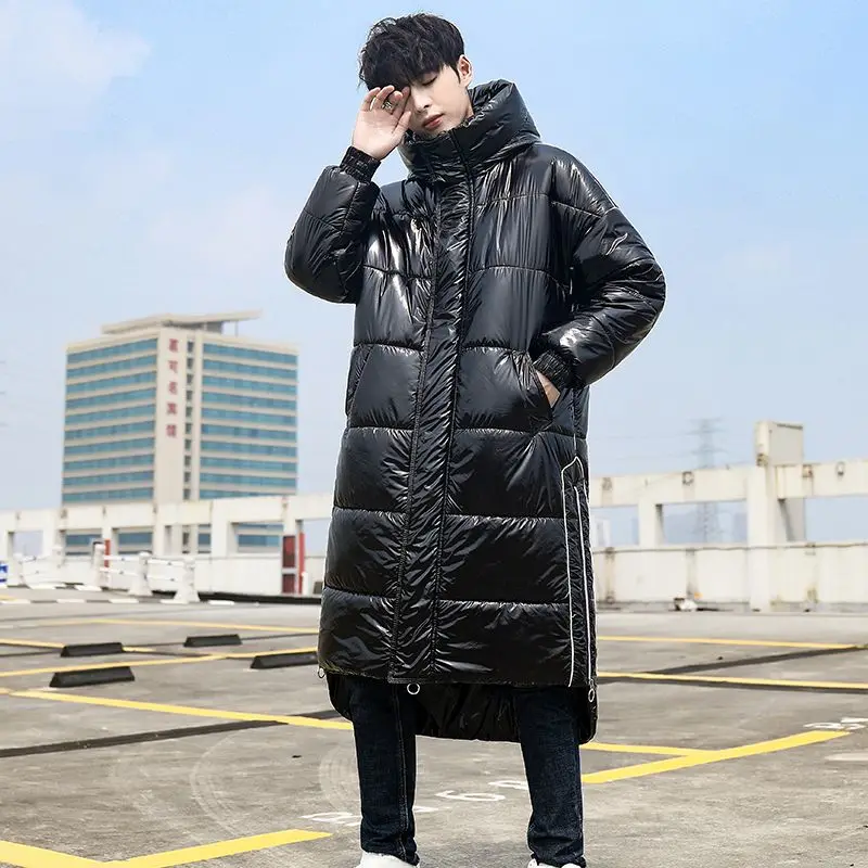 Winter Jackets for Men Men's Down Jacket Bright Face Parkas Warm. Puffer Jacket  Goose Jacket Hooded Loose Long Coat