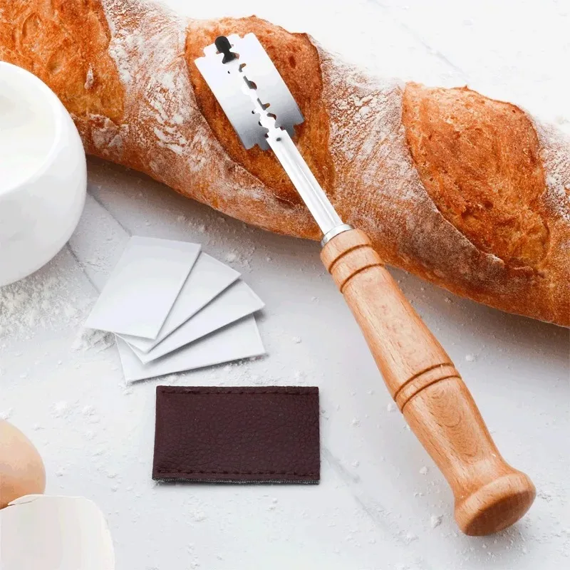 

Bread Cutter French Bread Blades Kitchen Gadgets Normal Wood Long Handle Baking Accessory European Style Curved Arch Toast Knife