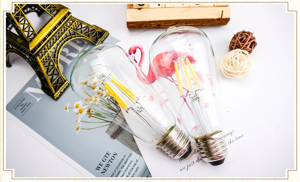 1-12pcs LED Edison Filament Light Bulbs ST64 Vintage Lamp E27 2W 4W 6W 8W 220V 2700K 6000K 360 Degree Energy Lamps
