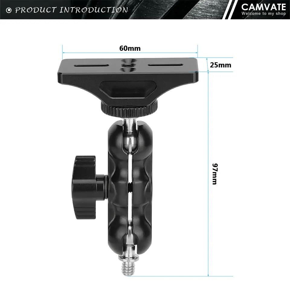 Extension Support With Ball Head Support Holder & 1/4"-20 Threaded For BlackMagi