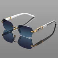 Vintage tranche polygone lunettes de soleil femmes mode sans cadre dégradé nuances hommes à la mode marque de luxe Design lunettes de soleil UV400 1