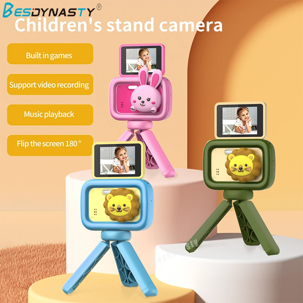 D1 New Kids Camera Portable Tripod Micro Dual Camera 4800 HD Pixels Selfie Carmera Birthday Gift For Children