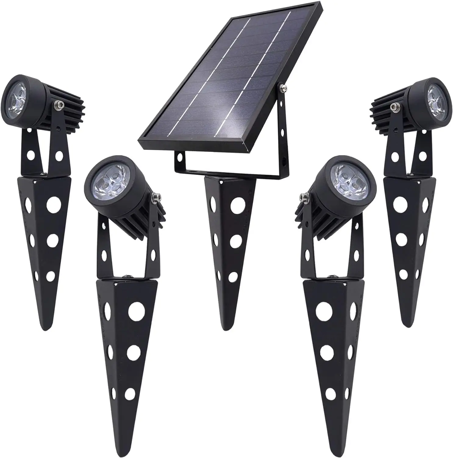 Solar Spotlight,4-in-1 Aluminium Warm White IP65 Waterproof Auto On/Off Twin Spot Light for Garden Yard Driveway Porch Walkway