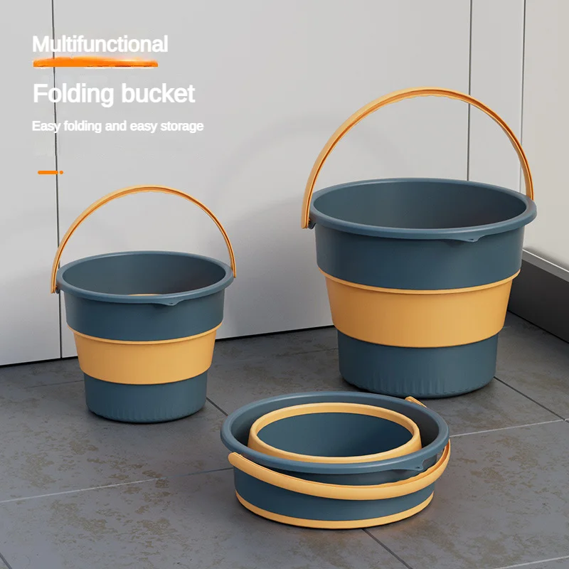 Set of 2 Collapsible Laundry Basket Collapsible Accordion Water Bucket New  Generation Cleaning Foldable Laundry Basket Silicone - AliExpress