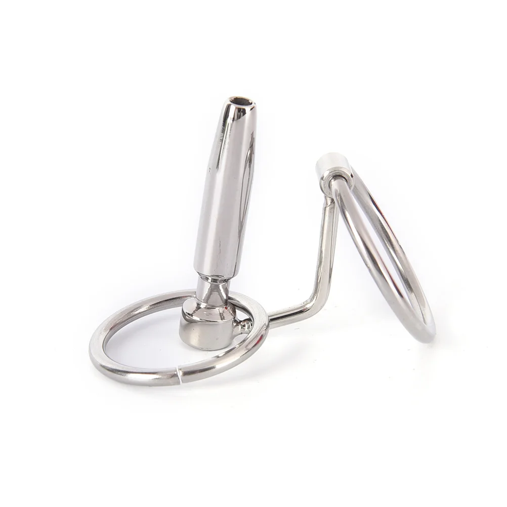 Stainless Steel Hollow Urethral Catheter Sounding Dilators Penis Plug With Glans Rings Metal Insertion Rods Sex Toy For Men