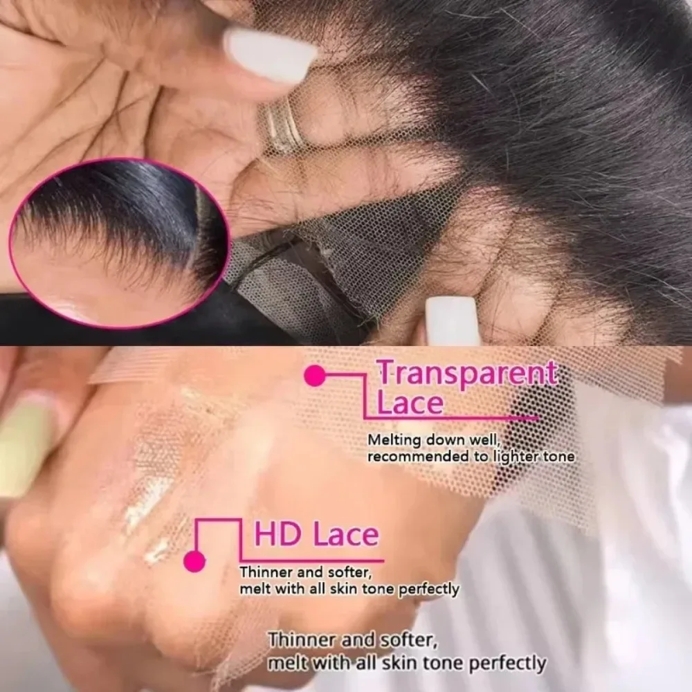 36 38 Inch 13x6 HD Transparent Bone Straight Lace Frontal Wigs 5x5 Glueless Wear and Go Human Hair Wig 200 Density for Women 5