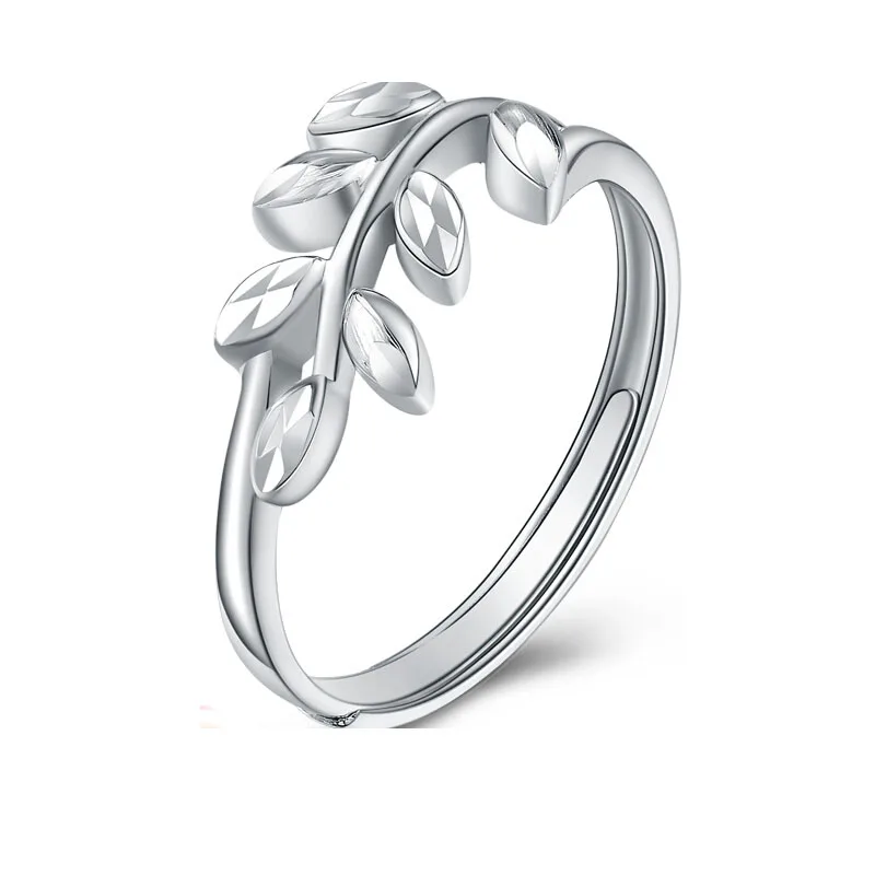 

Pure Platinum 950 Ring For Women Imitation Diamond Tree Leaf Rings Real Pt950 Engagement Female Rings US 5-8 Resizable