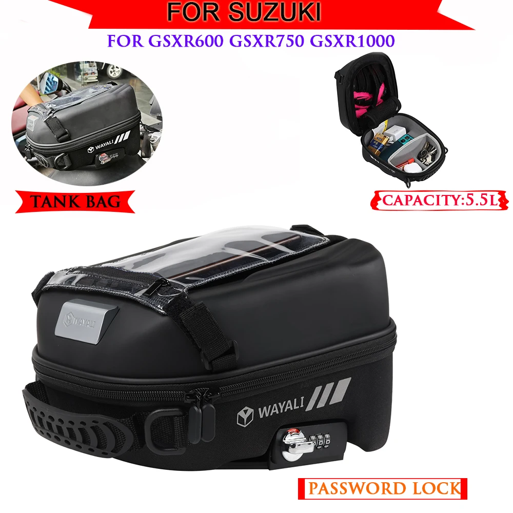 연료 탱크 가방, 스즈키 GSXR600 GSXR750 GSXR1000 GSX-R GSXR 600 750 1000 R750 오토바이 액세서리, 암호 잠금 장치