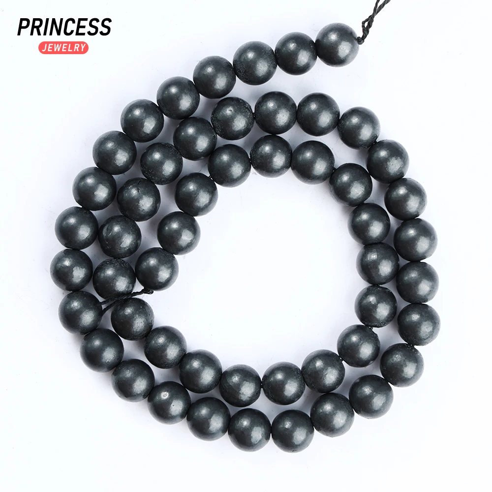 A++ Natural Matte Russian Shungite 6 8 10mm Loose Gemstone Beads for Jewelry Making Wholesale Crystal Beads DIY Accessories 5