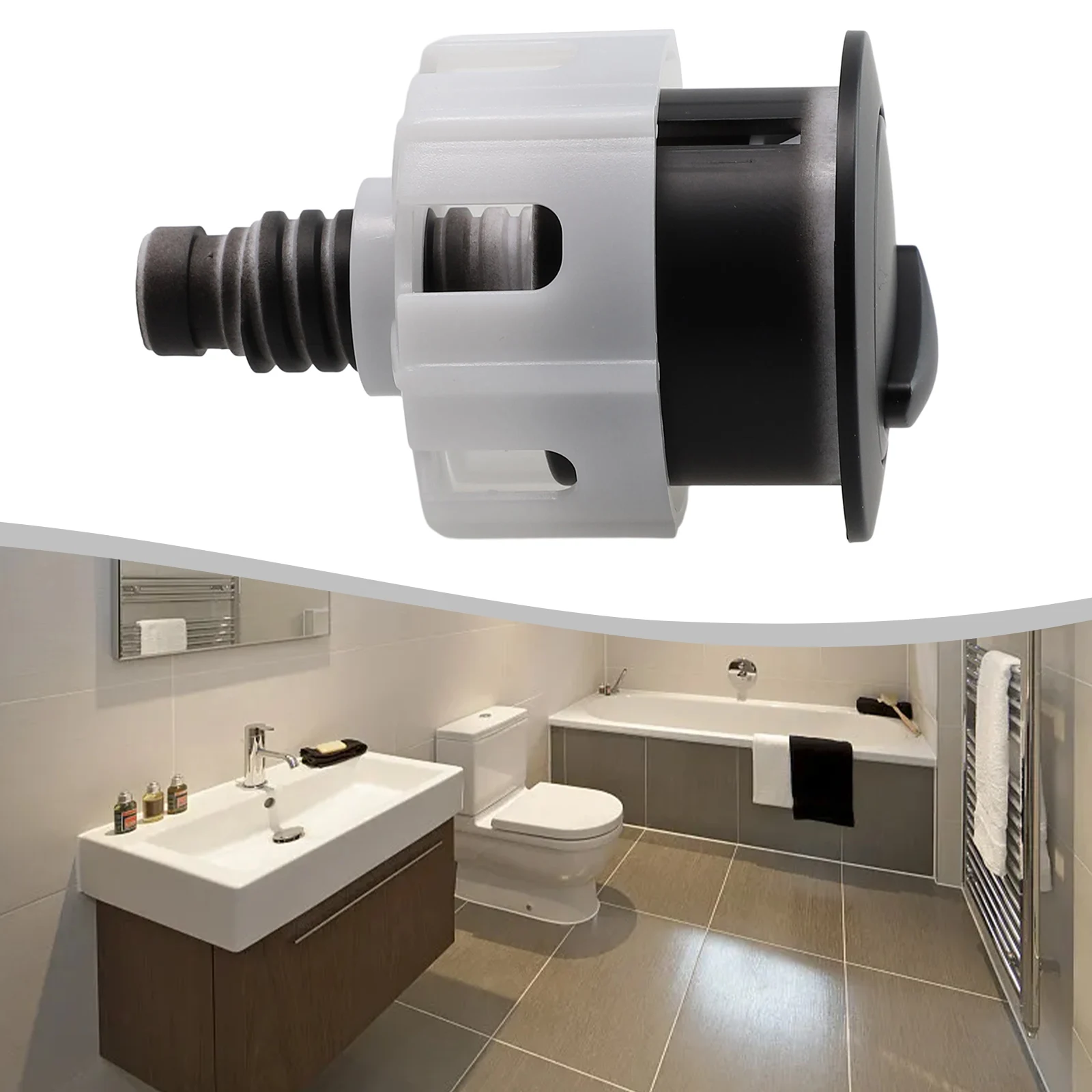 Description Picture 5 of itemSwitch Push Button Round Water Saving 38-49mm Accessories Black Bthroom Toilet Home Improvement Replacement Durable