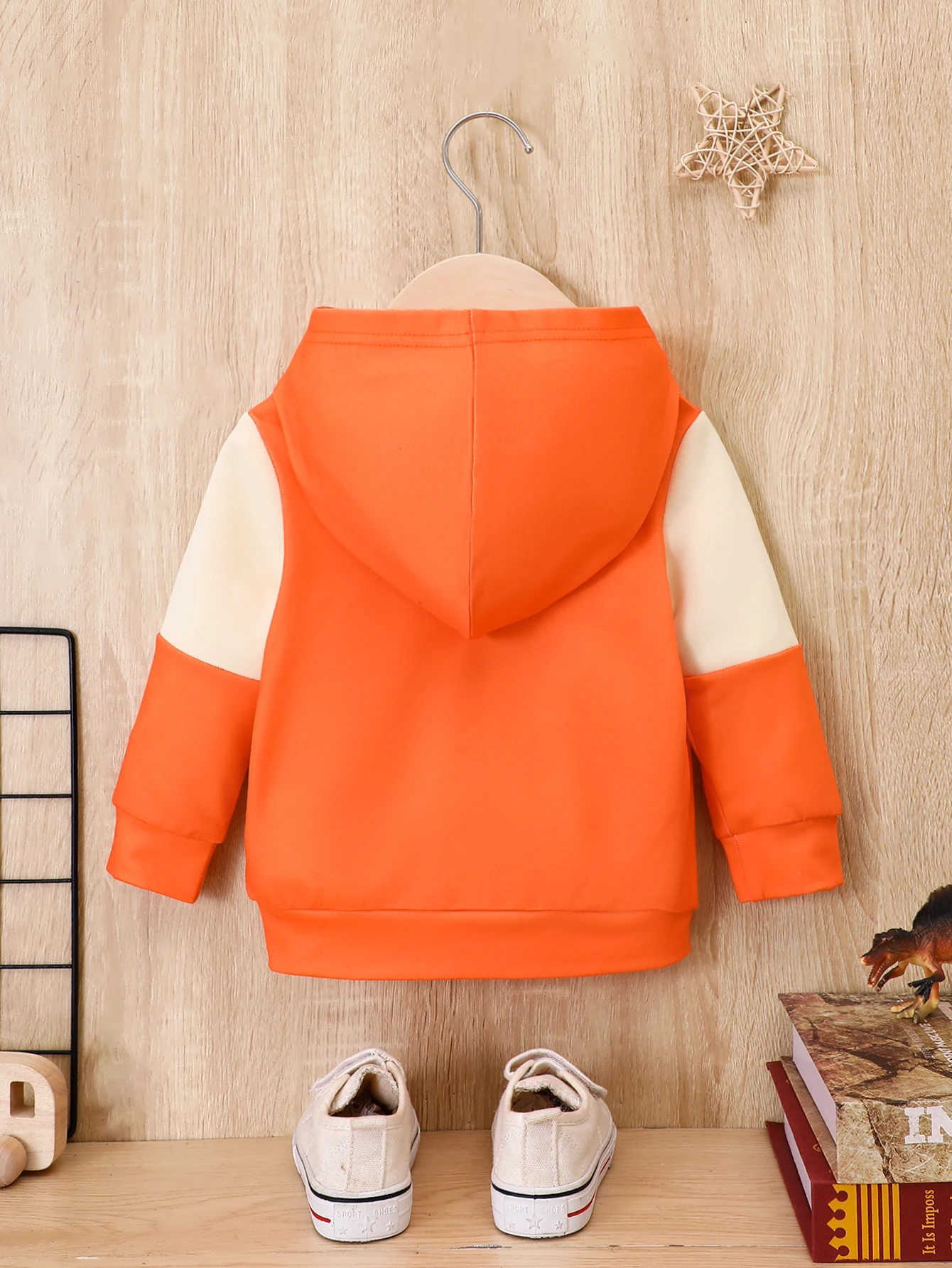 Winter Boys And Girls Hooded Dinosaur Long Sleeve Letter Sweater Fashion Warm Loose And Trendy