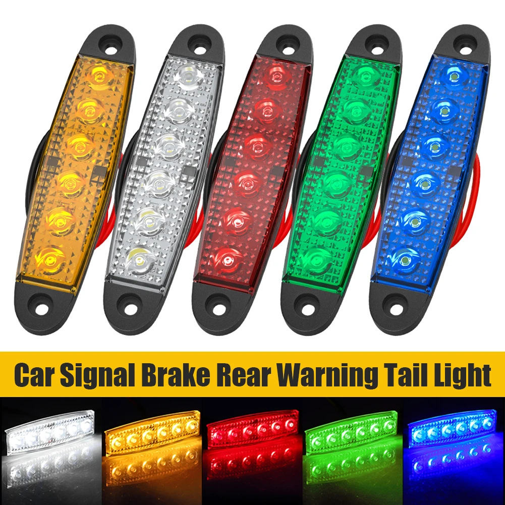 

10PCS 6LED 12V/24V Truck Trailer Side Marker Indicators Clearance Light Car Brake Rear Highlight Tail Light Warning Signal Lamp