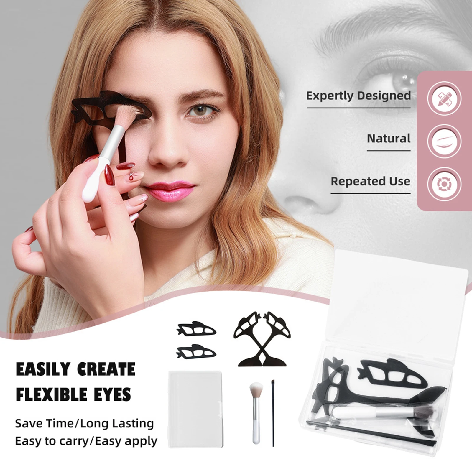 Eye Makeup Stencils 4pcs With 2pcs Brush Eyetour Your Glam Bestie Quick Eye Makeup Template For Women Girls makeup tools eyebrow stencil tool eyeliner stencil tool eye makeup tools mascara applicator template