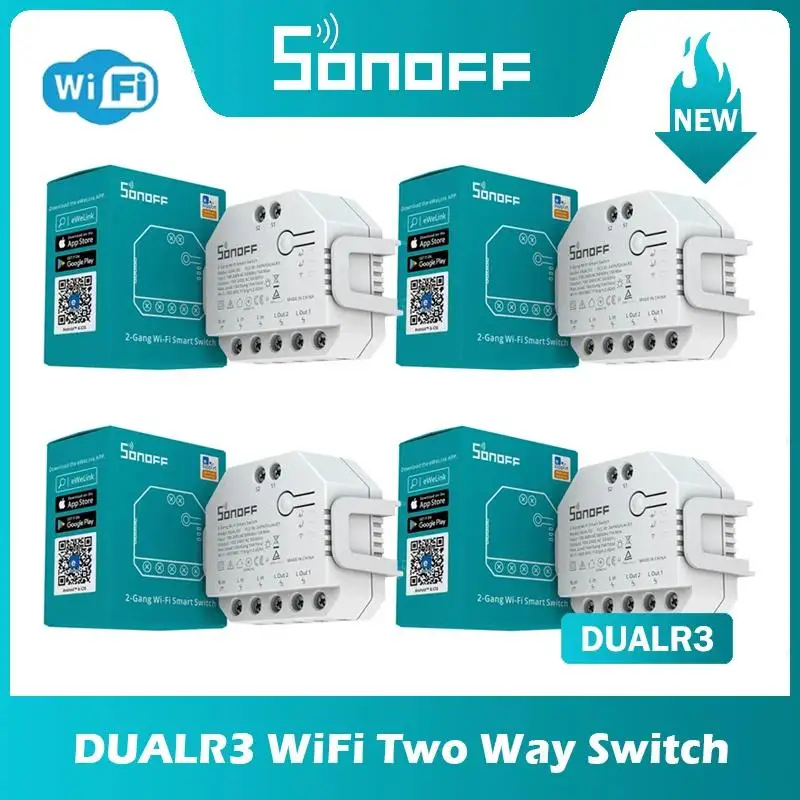 Sonoff Dualr3 2 Gang Diy Mini Smart Switch Dual Relay Module Smart Home Power Meter Tramite Ewelink Alexa Google Smartthings