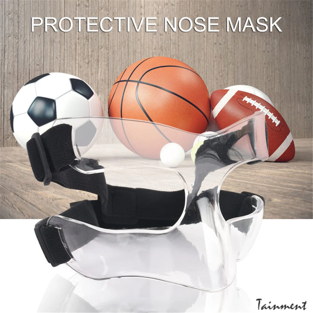 Transparent Nose Guard Face Shield Carbon Fiber Protective Mask with Adjustable Elastic Wrap