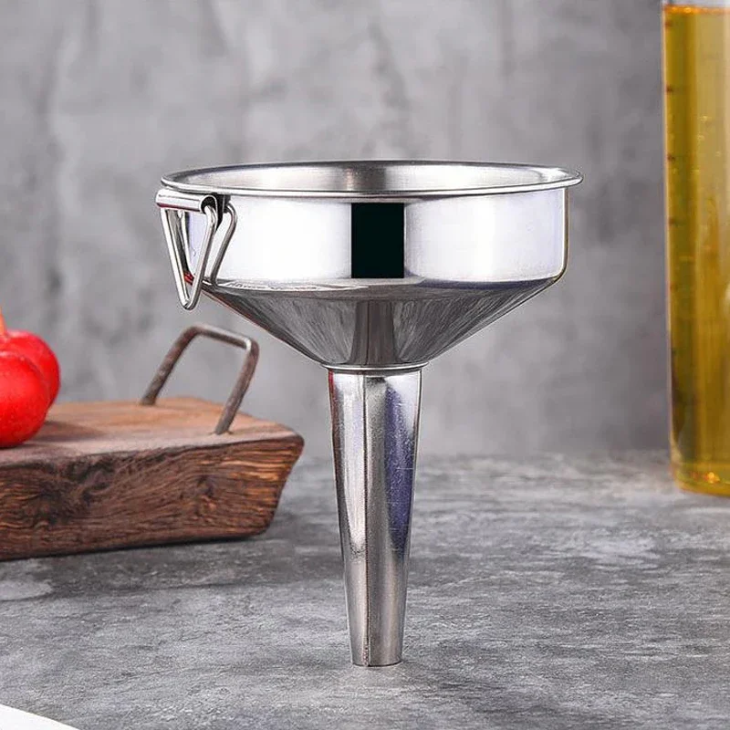 Stainless Steel Funnel with Detachable Strainer Filter for Liquid Oil Kitchen Cooking Tools Large Funnel for Cook Oil