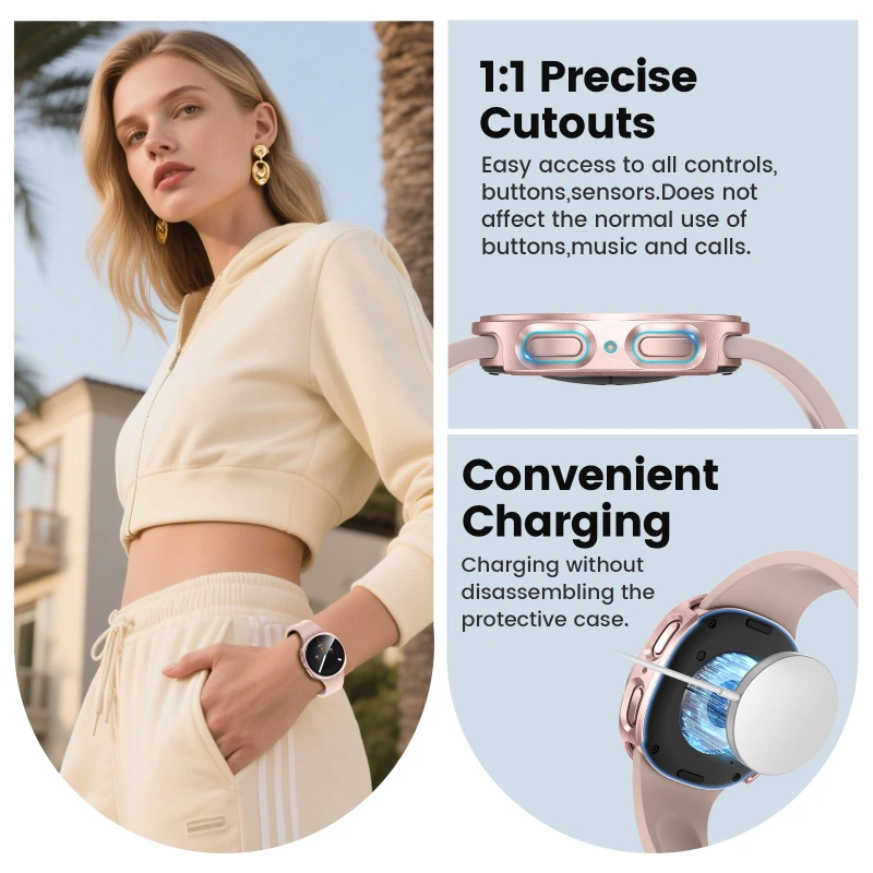 2-Pack Tempered Glass Screen Protector and Shell Case for Smartwatch - Anti-Scratch Bumper Design
