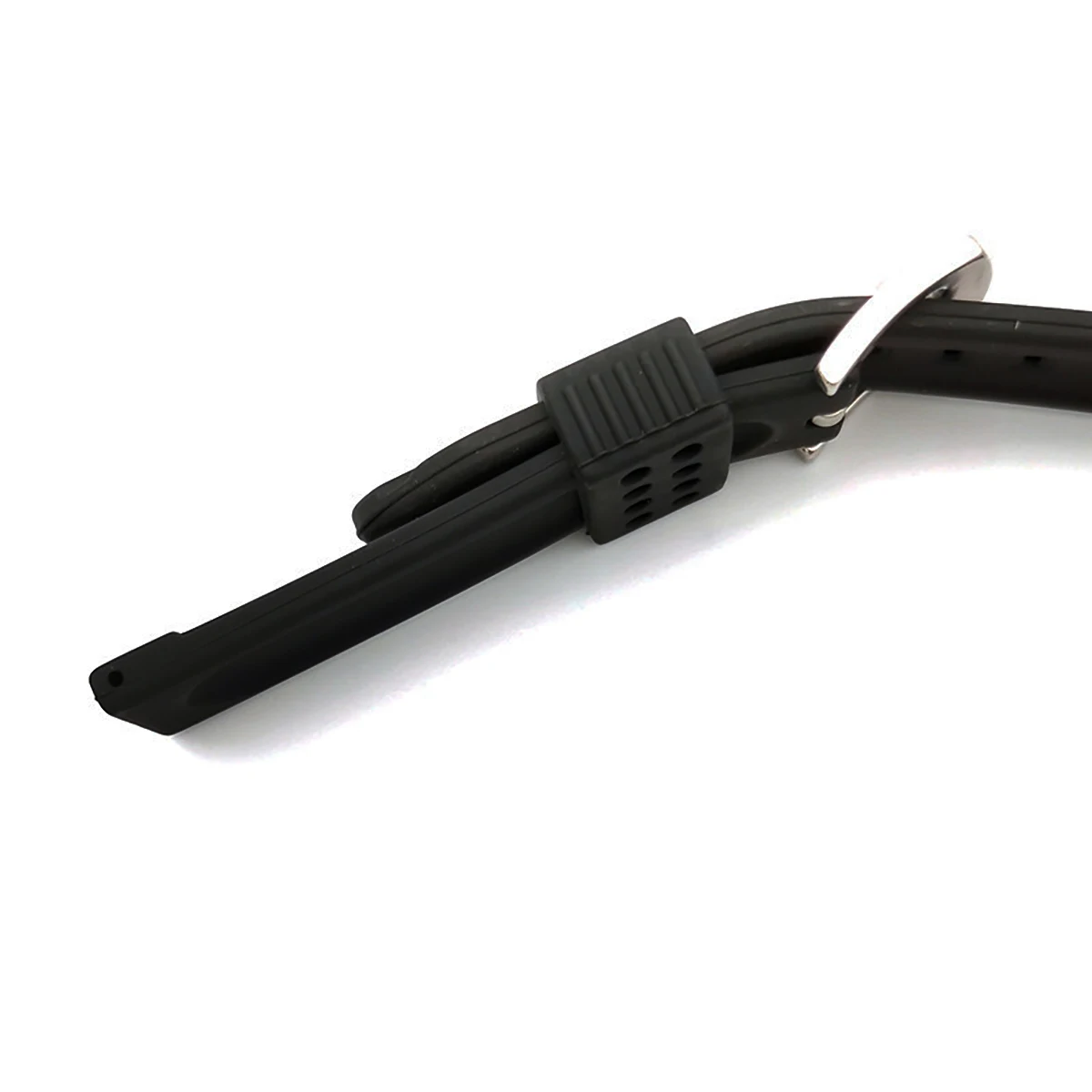 Durable Silicone Diving Watch Strap with Metal Brushed Clasp