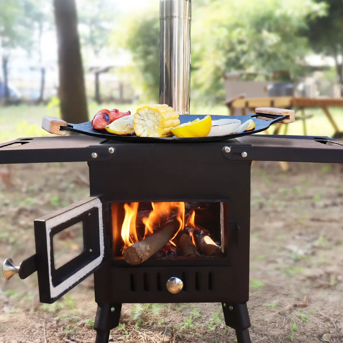 Portable Camping Stove with Stainless Steel Window, Outdoor Firewood  Heaters, Quick Assemble, Backpacking, Hiking Burned Stove - AliExpress