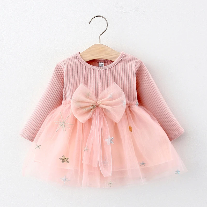 Menoea vestido infantil para niña nacida, ropa de manga larga con estampado de oso de dibujos animados, bonito, - AliExpress