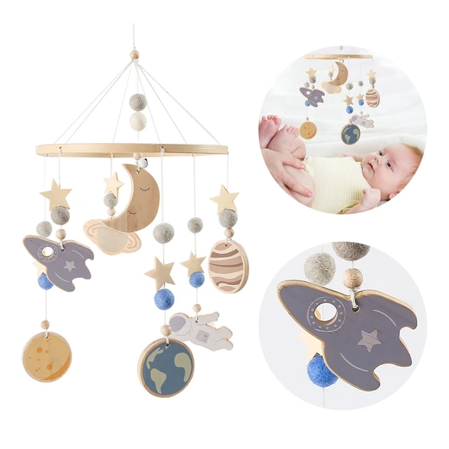 1Set Baby Mobile Rattles Toys0-12 Months Customizable Name Space Bed Bell Room Decor Kids Musical Hanging Toy Birthday Gifts 6