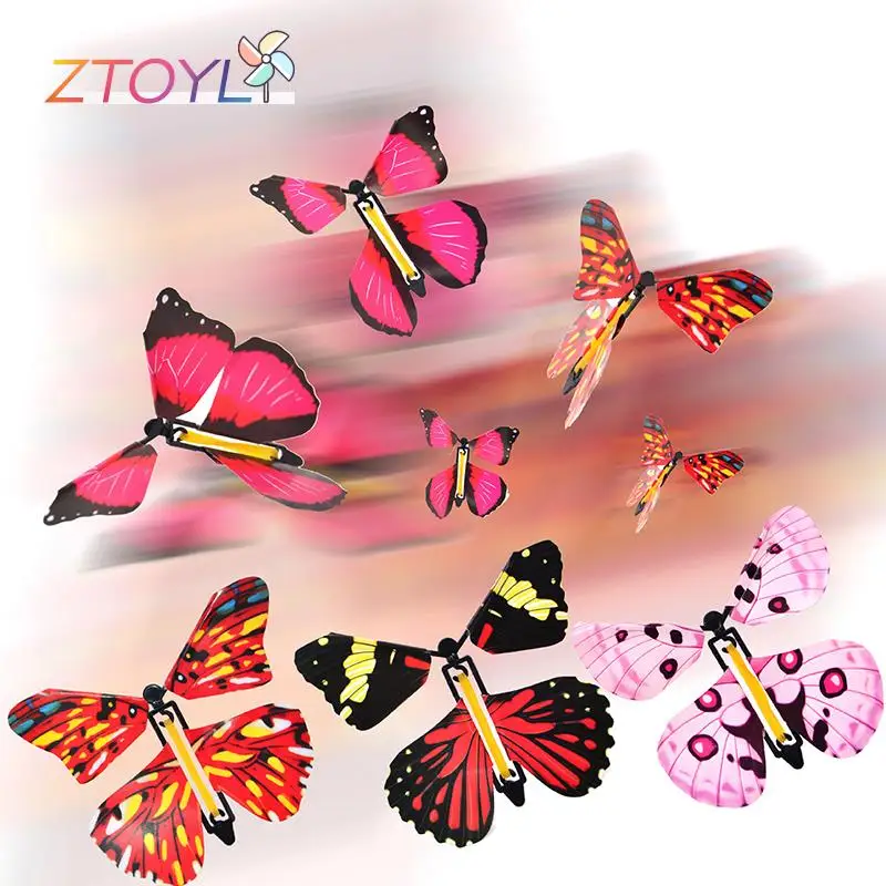 

10PCS Flying in the Book Fairy Rubber Band Powered Wind Up Butterfly Card Birthday Wedding Card Gift Butterfly Card Magic Toy