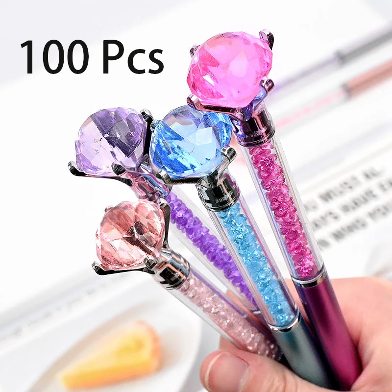 100 Pcs Big Crystal Diamond Bling Ballpoint Pen Wholesale