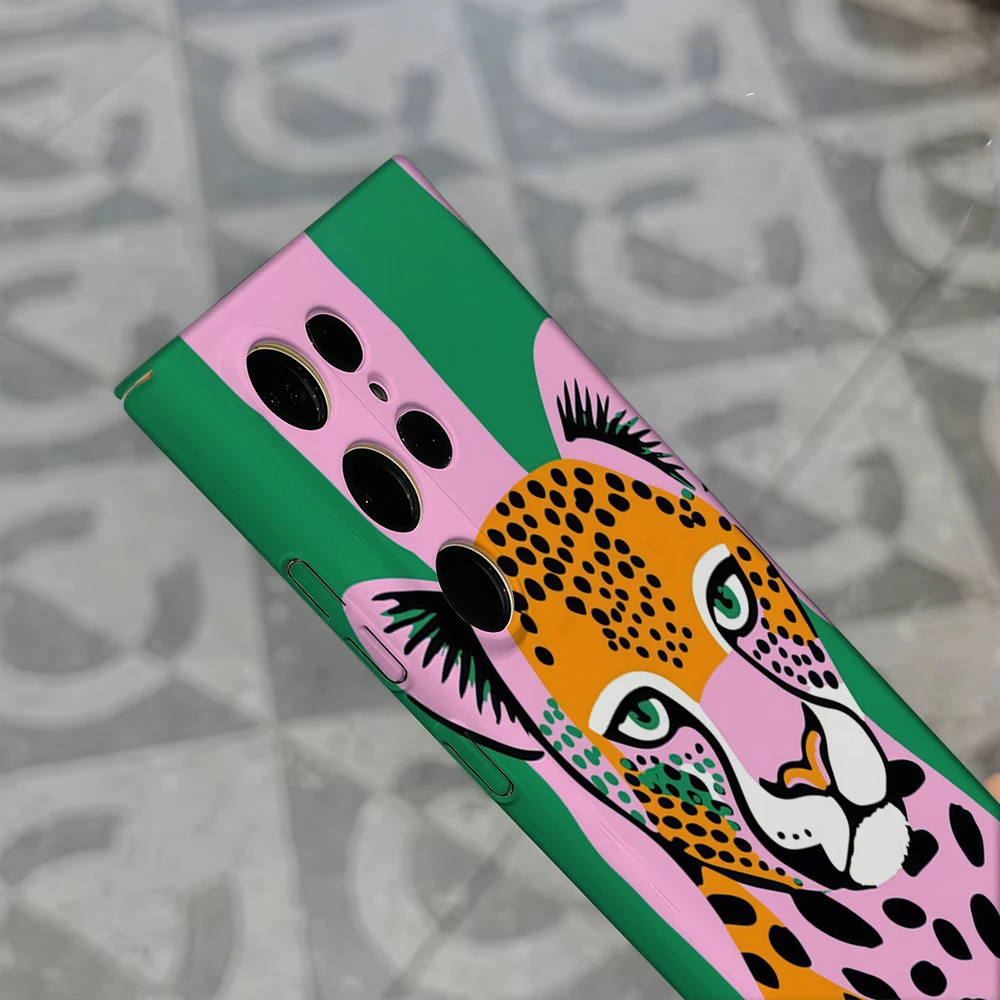 Kaseo Shockproof Double Layer Pink & Green Cheetah Portrait Phone Case
