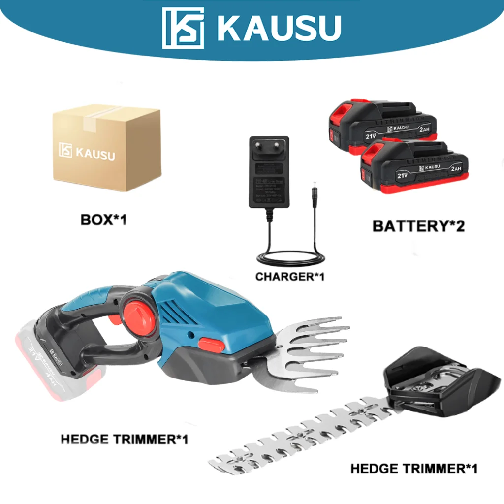 KAUSU Electric Hedge Trimmer 22000RPM Rechargeable Handheld Household Shrub Weeding Pruning Garden Power Tool Makita 18V Battery