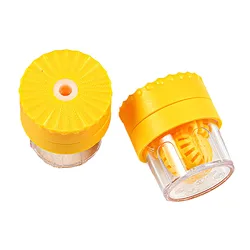 Portable Rotatable Contact Lens Cleaning Case - Compact Plastic Storage Holder (Yellow)
