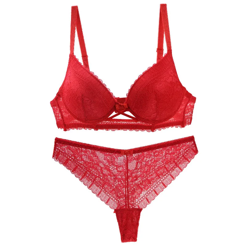

New Sexy 34/75 36/80 38/85 40/90 42/95 Cup Bras Set Push Up Underwear For Women Lace White Red Black Pink Green Blue Lingerie