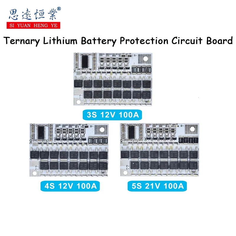 1Pcs 3S/4S/5S Bms 12V 16.8V 21V 3.7V 100A Li-Ion Lmo Ternario Circuito Di Protezione Della Batteria Al Litio Li-Polimero Balance Charging