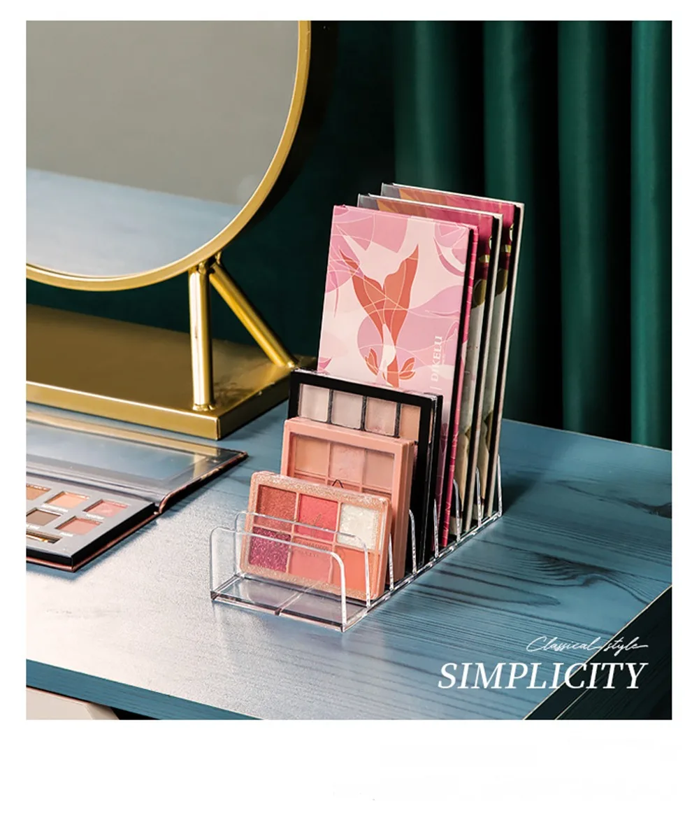 Description Picture 2 of itemEye Shadow Tray Storage Box Powder Partition Acrylic Transparent Desktop Makeup Powder Blusher Cosmetics Shelf Makeup Organizers
