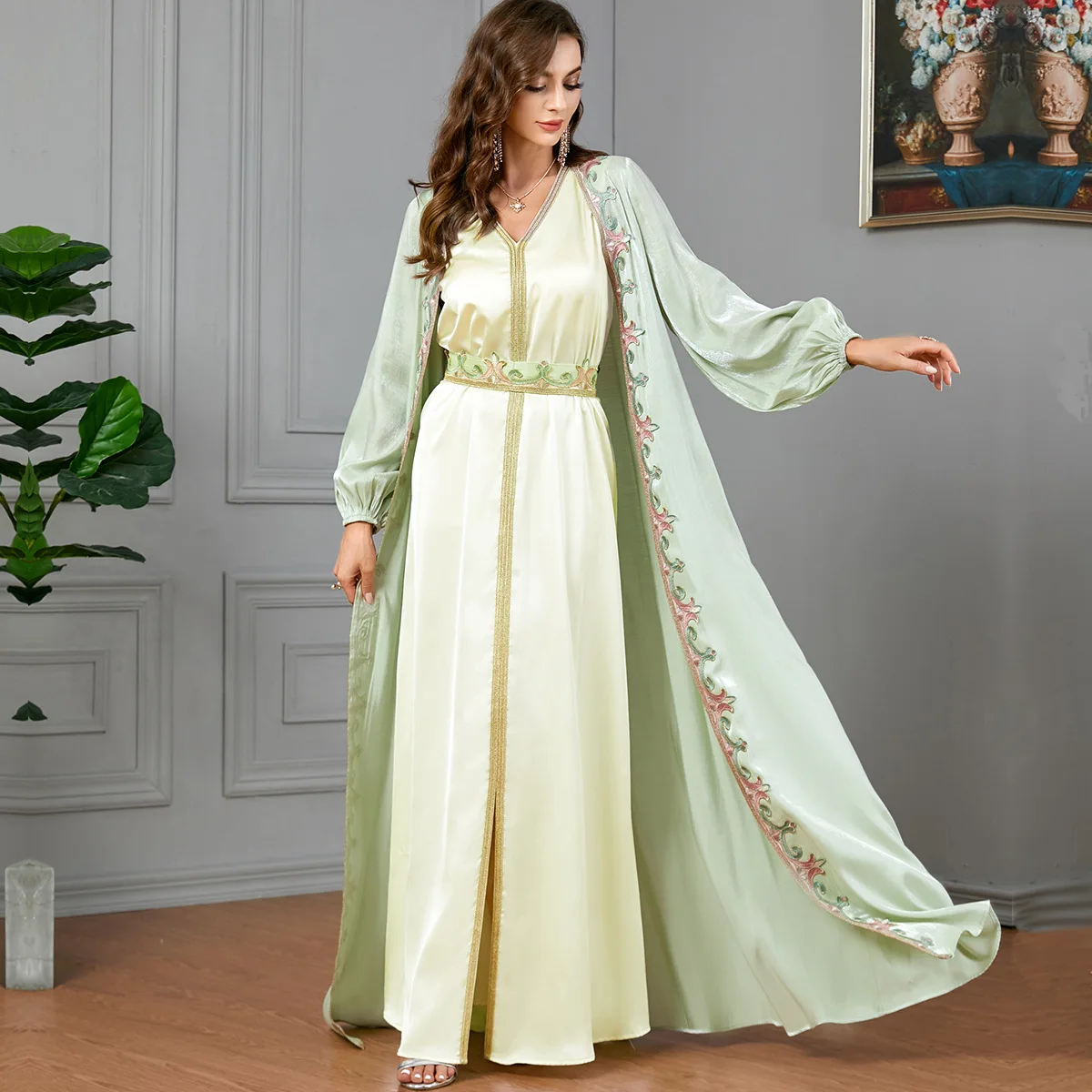 

Morocco Kaftan Femme Musulman Vestidos Eid Ramadan Muslim Women Evening Party Maxi Dress Dubai Turkey Caftan Abaya Robe Jalabiya