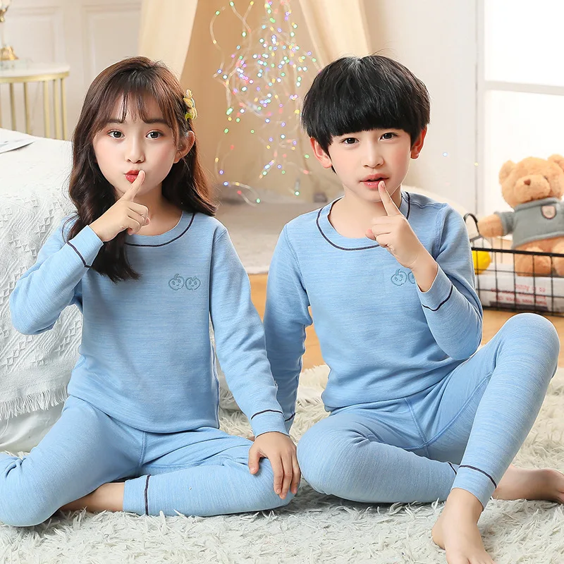 Kids Thermal Underwear Sets PYJAMA Dralon Velvet Fabric Boys and